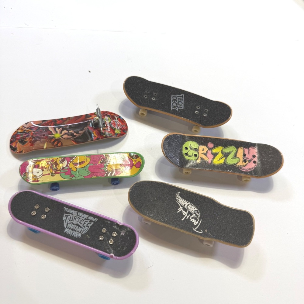 Tech Deck Hot Wheels TMNT Fingerboard Lot‎ 6pc Miniature Skateboards Grizzly